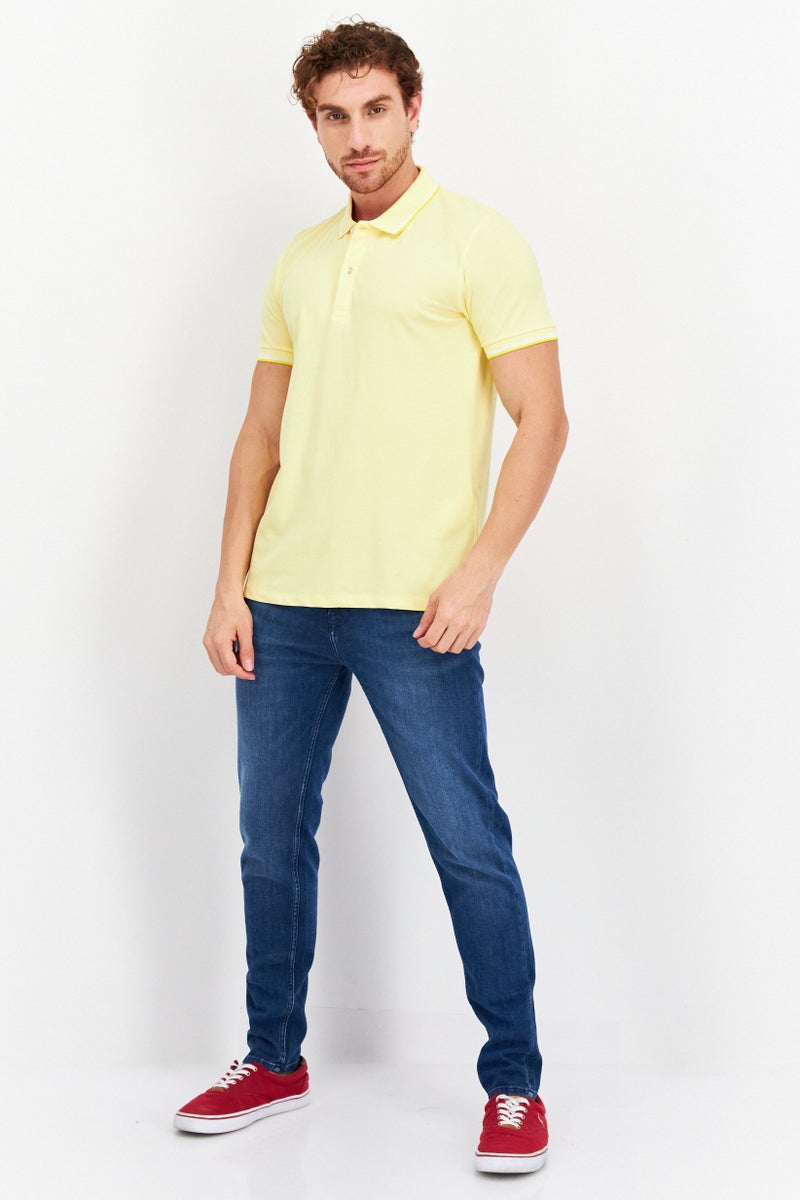 Celio Men Regular Fit Plain Short Sleeves Polo Shirt, Yellow - Image 4